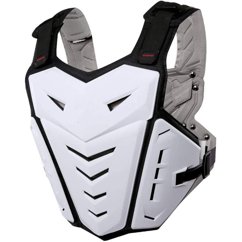 Motorcycle Armor Body Guard Vest, Dirtbike Riding Off-Road Racing Cycling Skiing Motocross Adult Kids Chest Body Protector Shirt Jackets For Street Bike Racing, Mens Back Protection - White