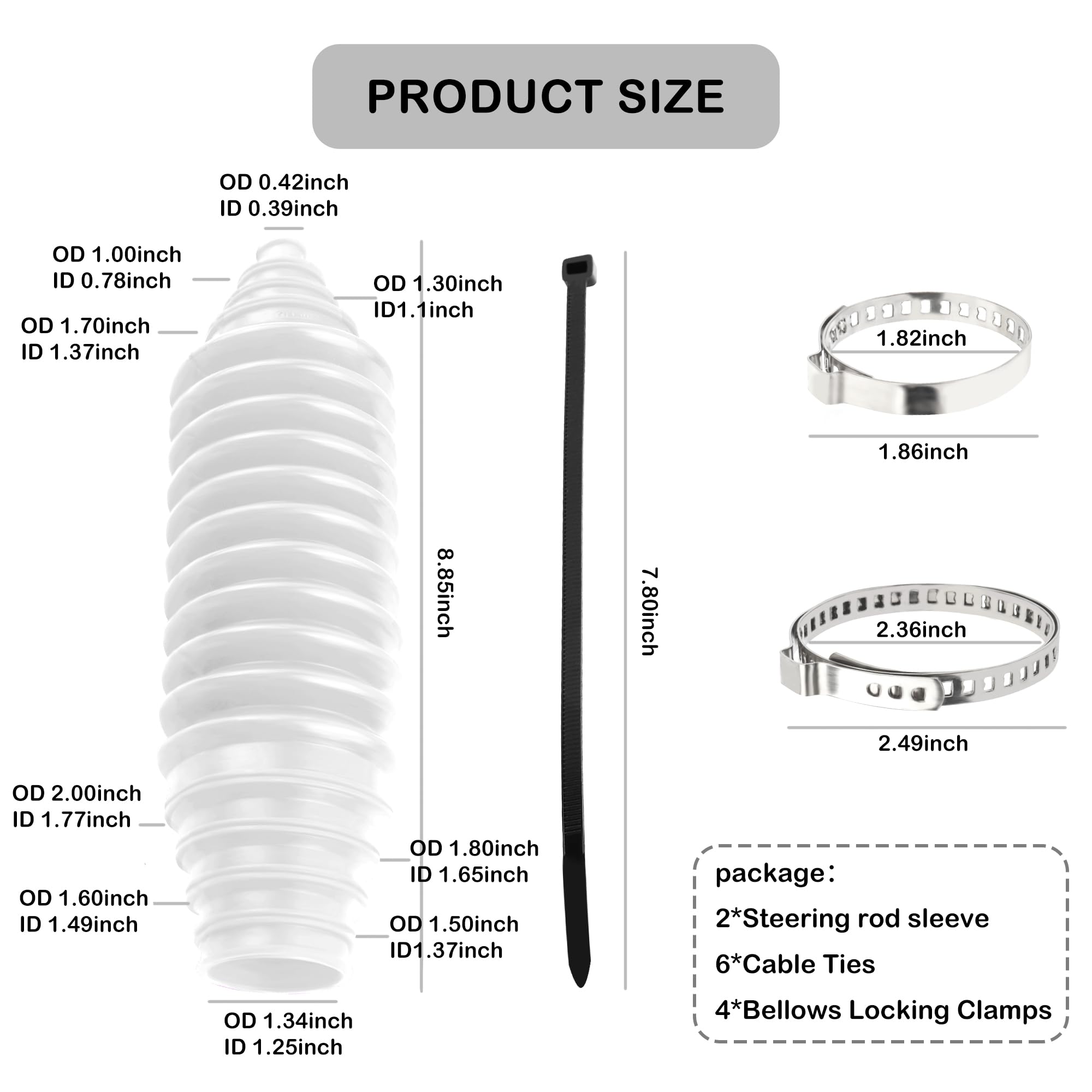 Car Rack and Pinion Boot Steering Rack Boot Tool Kit,Dustproof Silicone Inner Tie Rod Boot Set with Rack and Pinion Bellow Cable