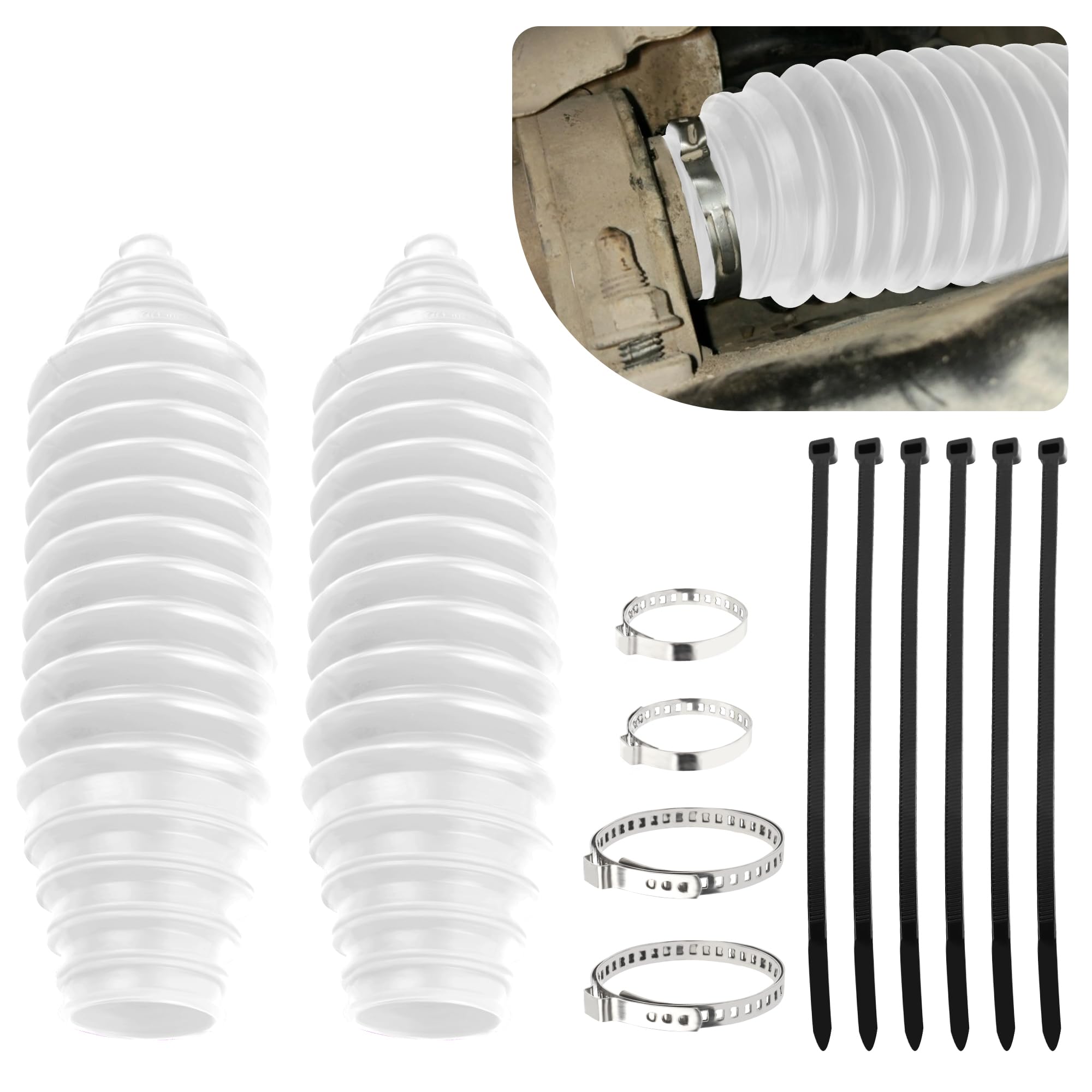 Car Rack and Pinion Boot Steering Rack Boot Tool Kit,Dustproof Silicone Inner Tie Rod Boot Set with Rack and Pinion Bellow Cable