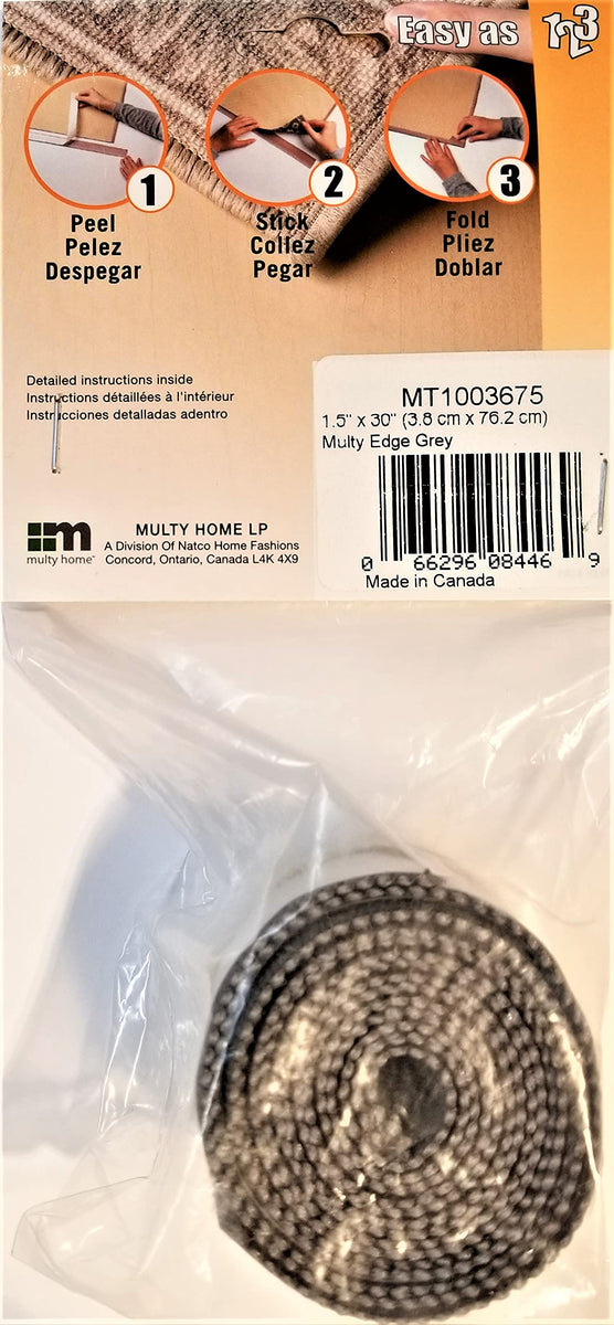 Multy Adhesive Carpet Finishing Edge, 1.5" x 30", Grey, 2-Piece Polypr ...