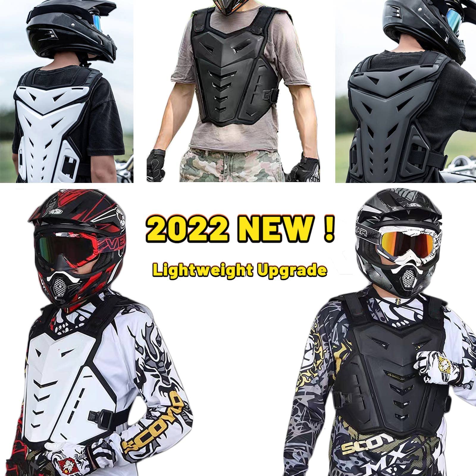Light Upgrade Chest Armor Motorcycle Armor Body Guard Vest, Dirtbike Riding Off-Road Racing Cycling Skiing Motocross Adult Kids