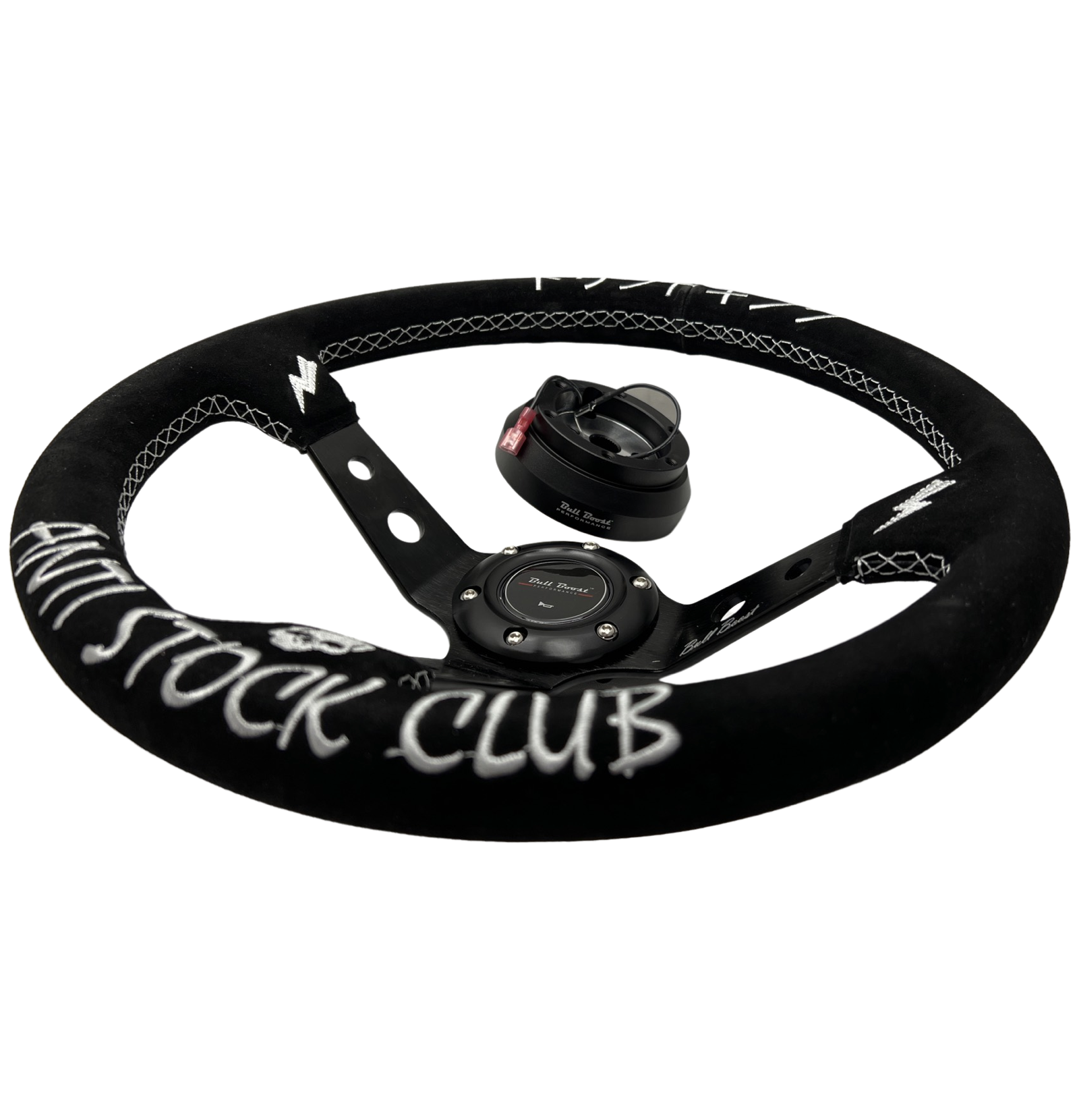 Suede Steering Wheel + Short Hub Adapter Kit For Acura Honda Accord Civic CR-Z