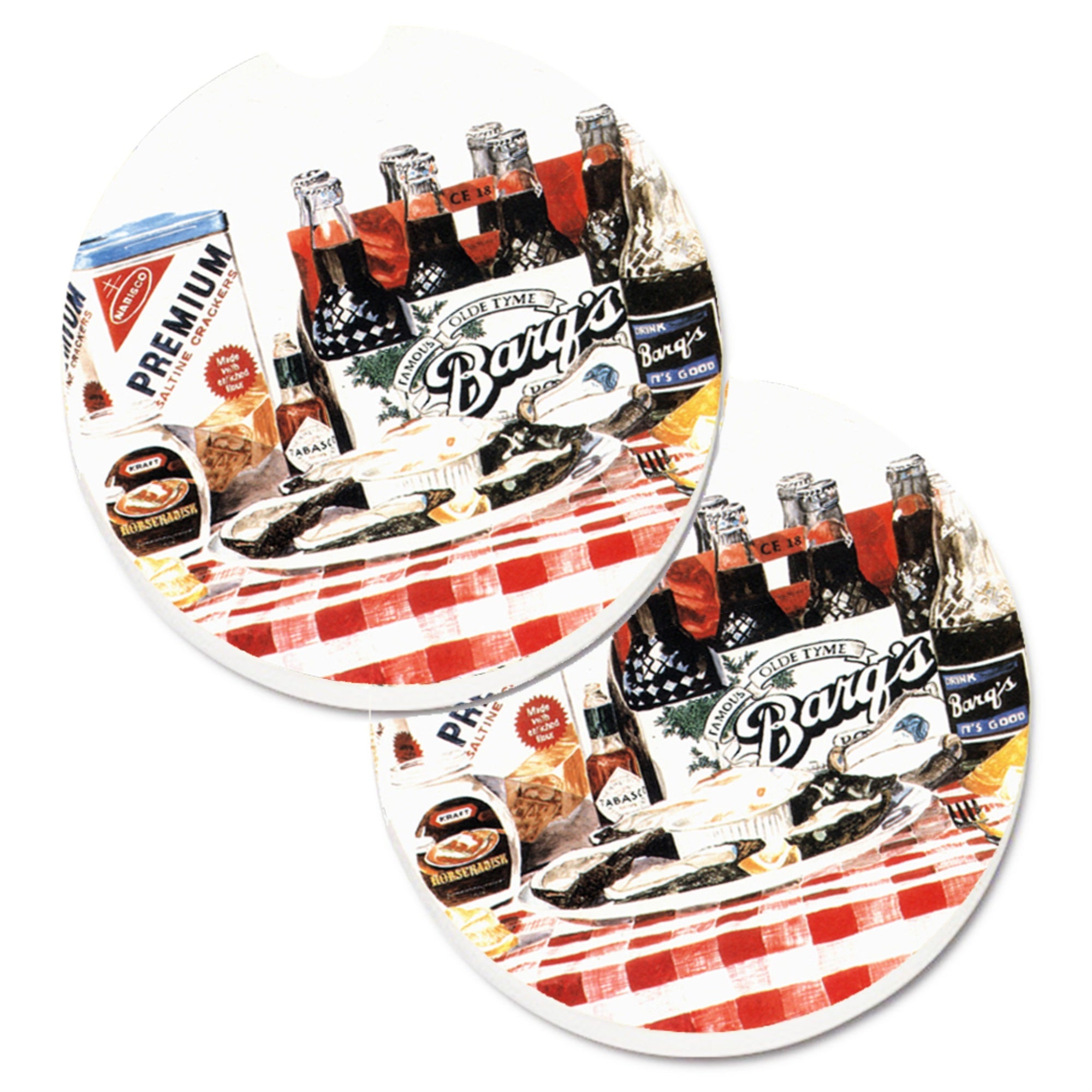  inchCarolines Treasures Barqs Oysters Set of 2 Cup Holder Car Coasters 1004CARC, 2.56, Multicolor inch