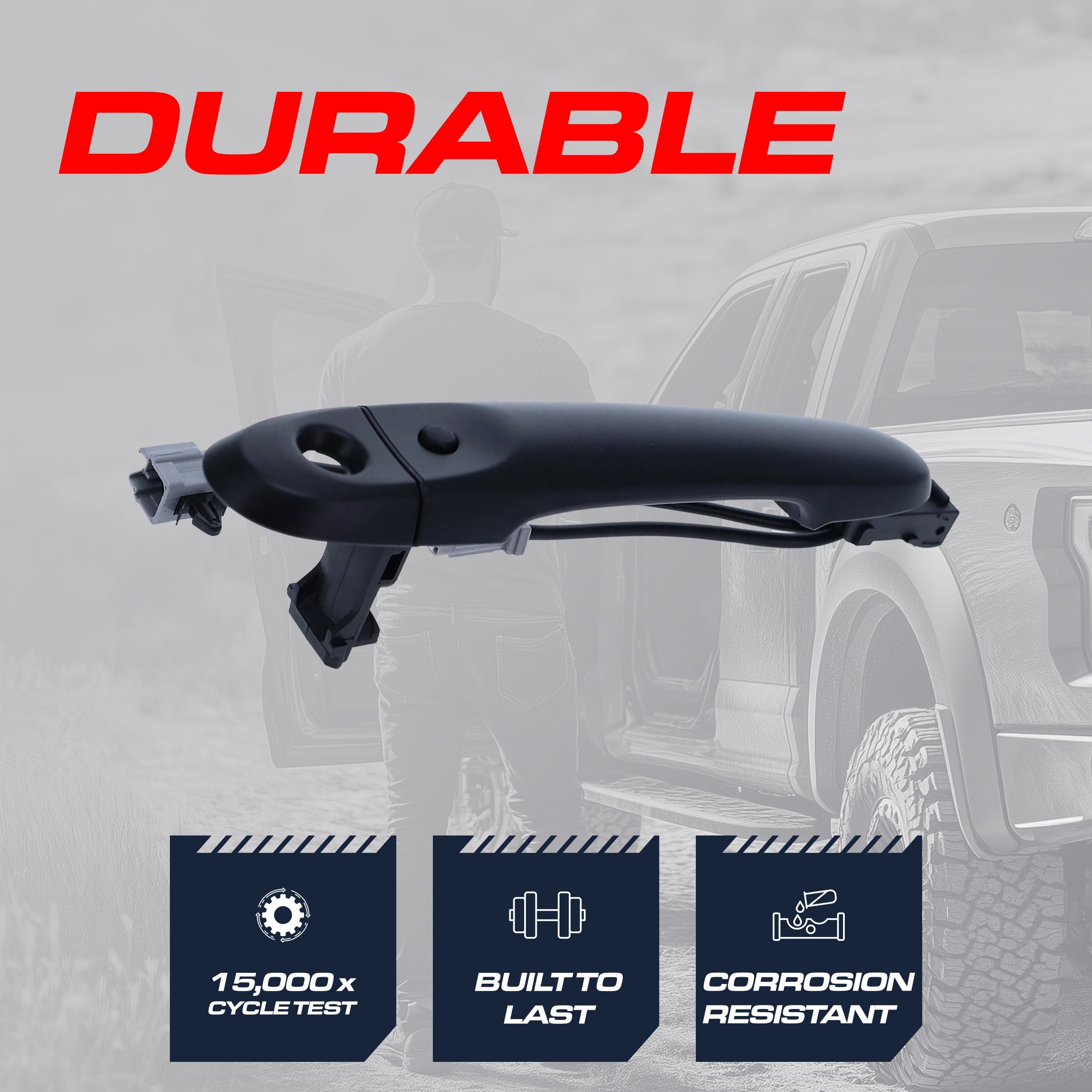 Exterior Door Handle Black Primed Replacement for Nissan Cube (09-14), Juke (11-17), Versa (14-24) OE Part # 80640-1FE0B | Front Left Driver Side w/ Keyhole Cover