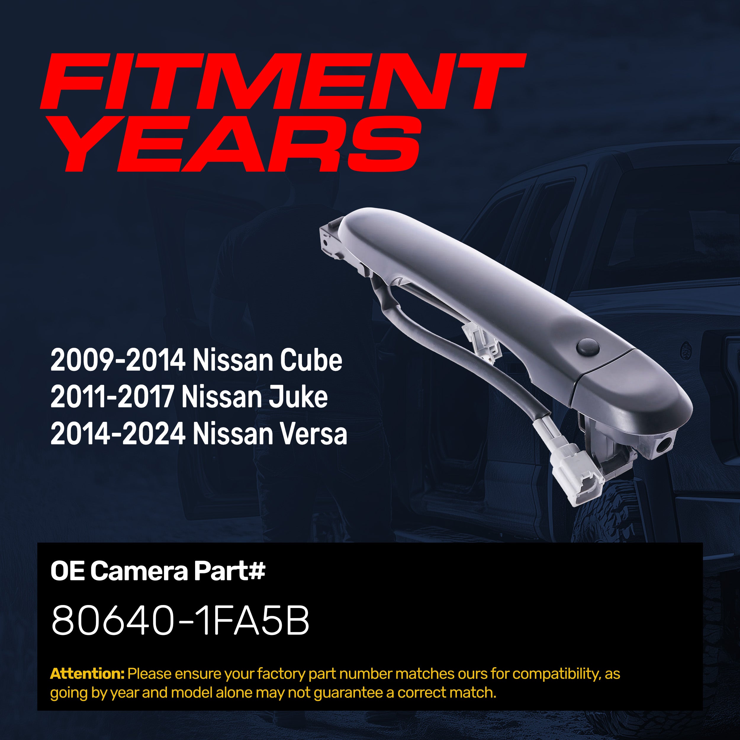 Exterior Door Handle Black Primed Replacement for Nissan Cube (2009-2014), Juke (2011-2017), Versa (2014-2024) OE Part # 80640-1FA5B | Front Right Passenger Side w/o Keyhole Cover