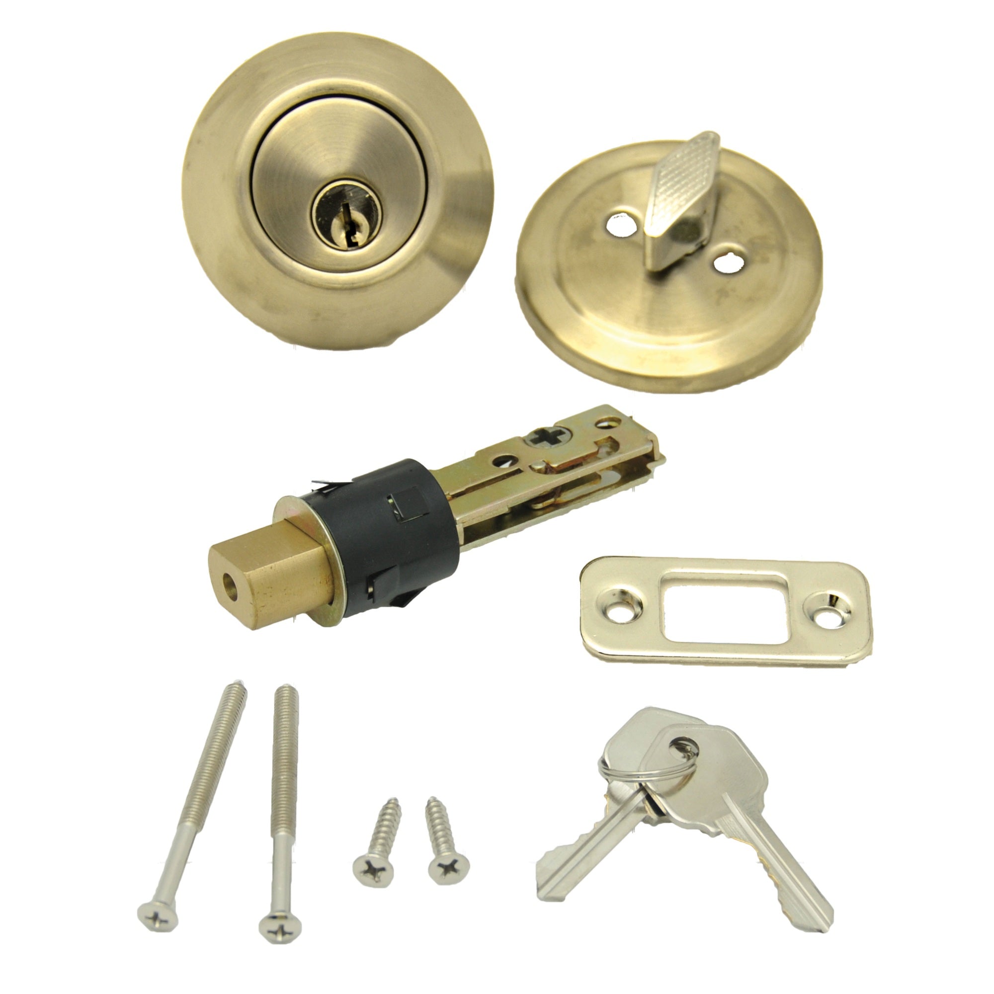 AP Products 013222 Dead Bolt Lock Set, 1 Throw  Polished Brass