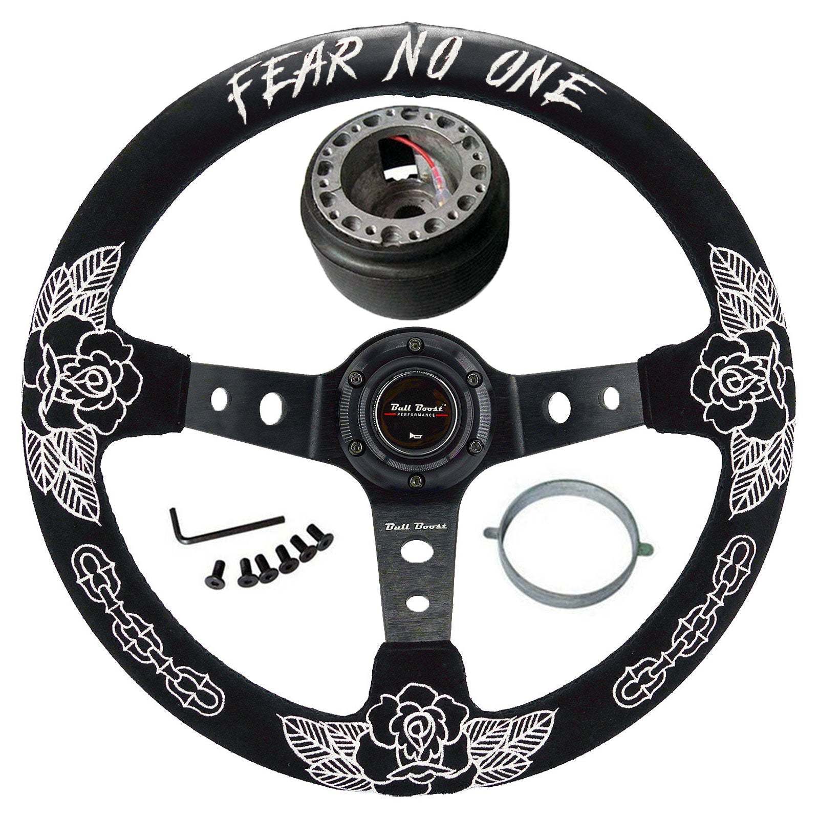 BW Rose Steering Wheel + Hub Adapter Kit For 96-06 Civic Prelude, S2000, Accord, RSX