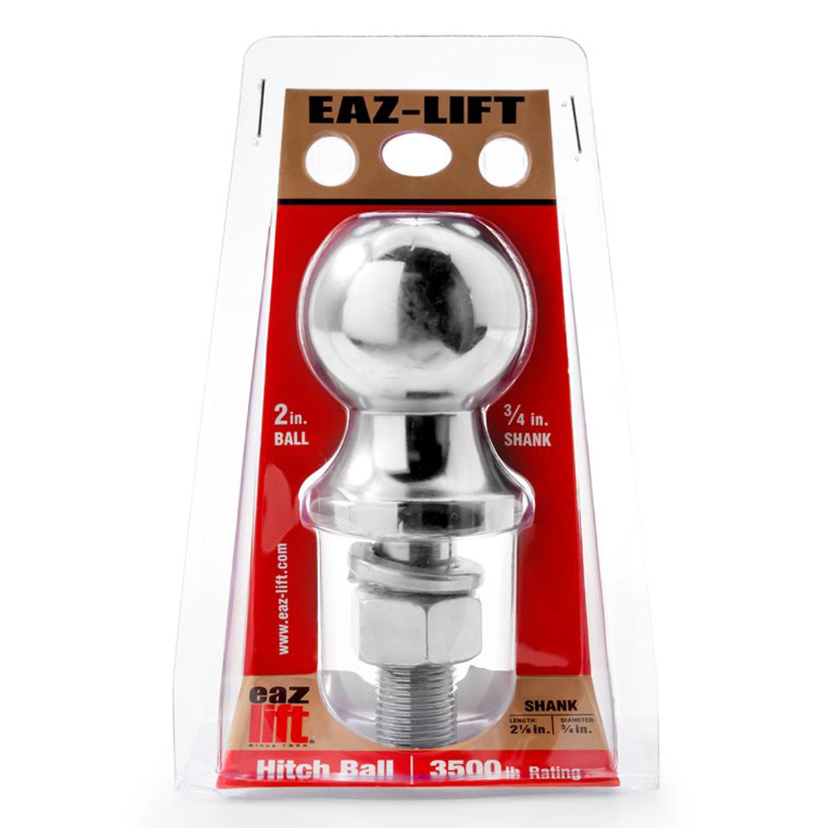 Camco 48223 Eaz-Lift Hitch Ball - 3,500 Lbs. Rating, 2'' X 3/4'' X 2-1/8''