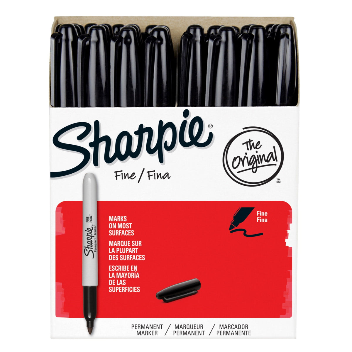 Sharpie Fine Permanent Markers, Black, Pack Of 36