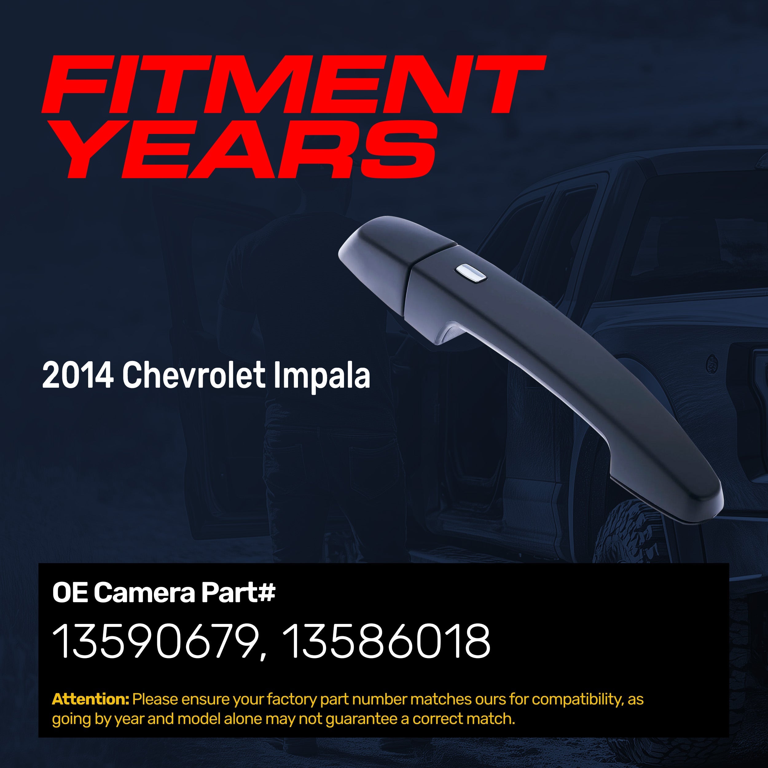 Exterior Door Handle Black Primed Replacement for Chevrolet Impala (2014) OE Part # 13590679, 13586018 | Front Right Passenger Side w/o Keyhole