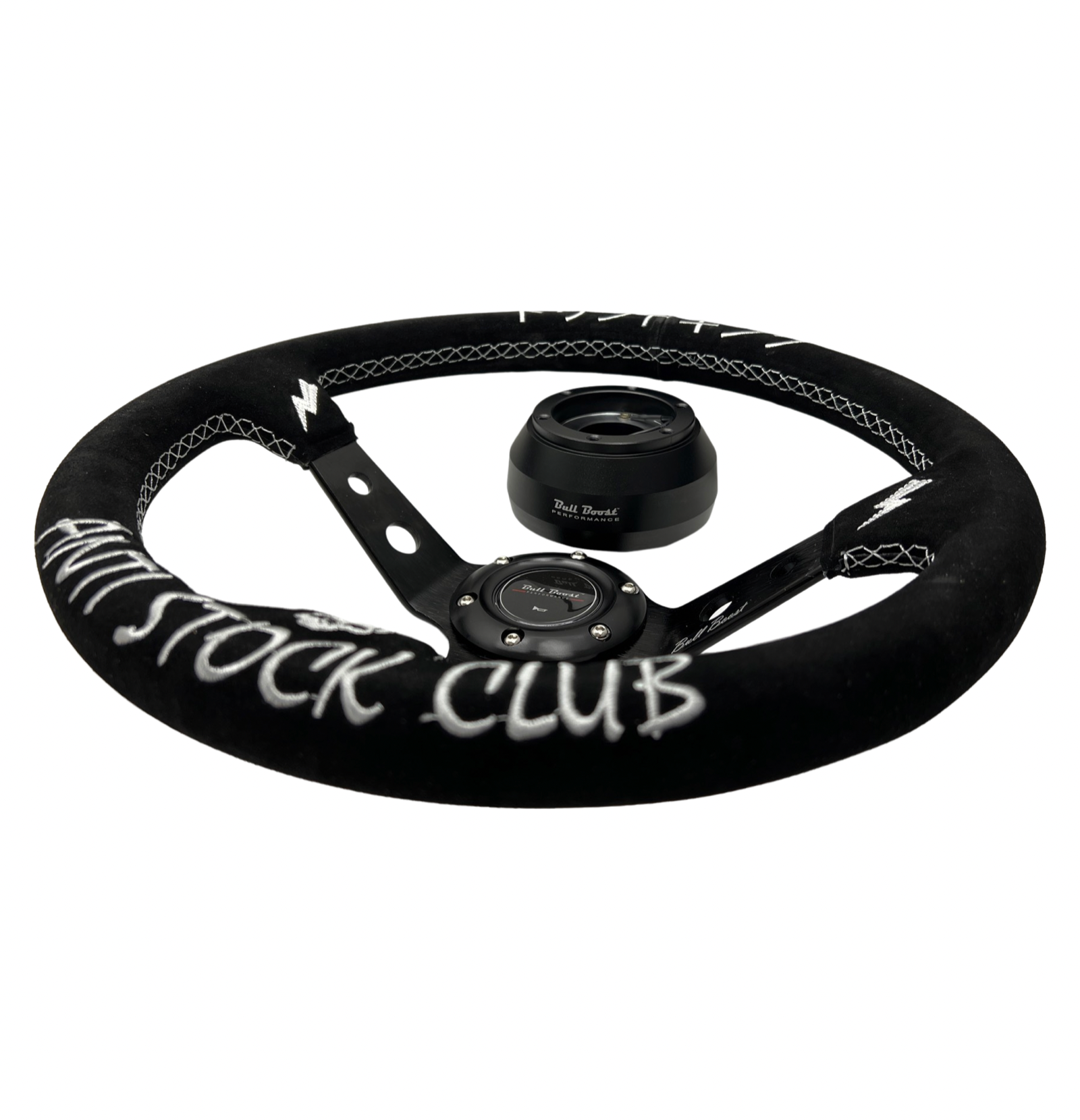 Suede Deep Dish Steering Wheel + Short Hub Adapter Kit For Dodge GM Buick Chevy