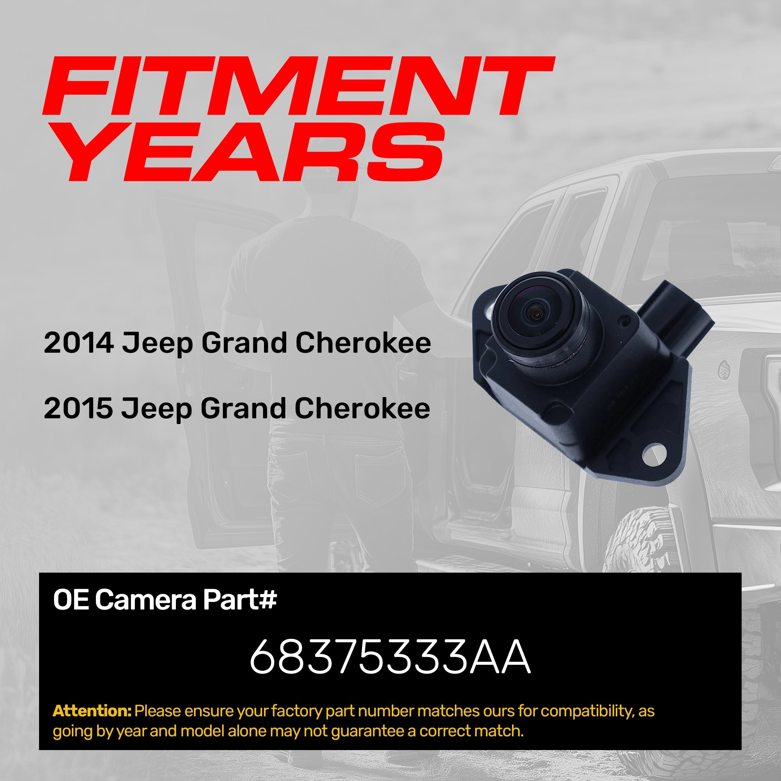 Jeep Grand Cherokee (2014-2015) OEM Replacement Backup Camera OE Part # 68375333AA