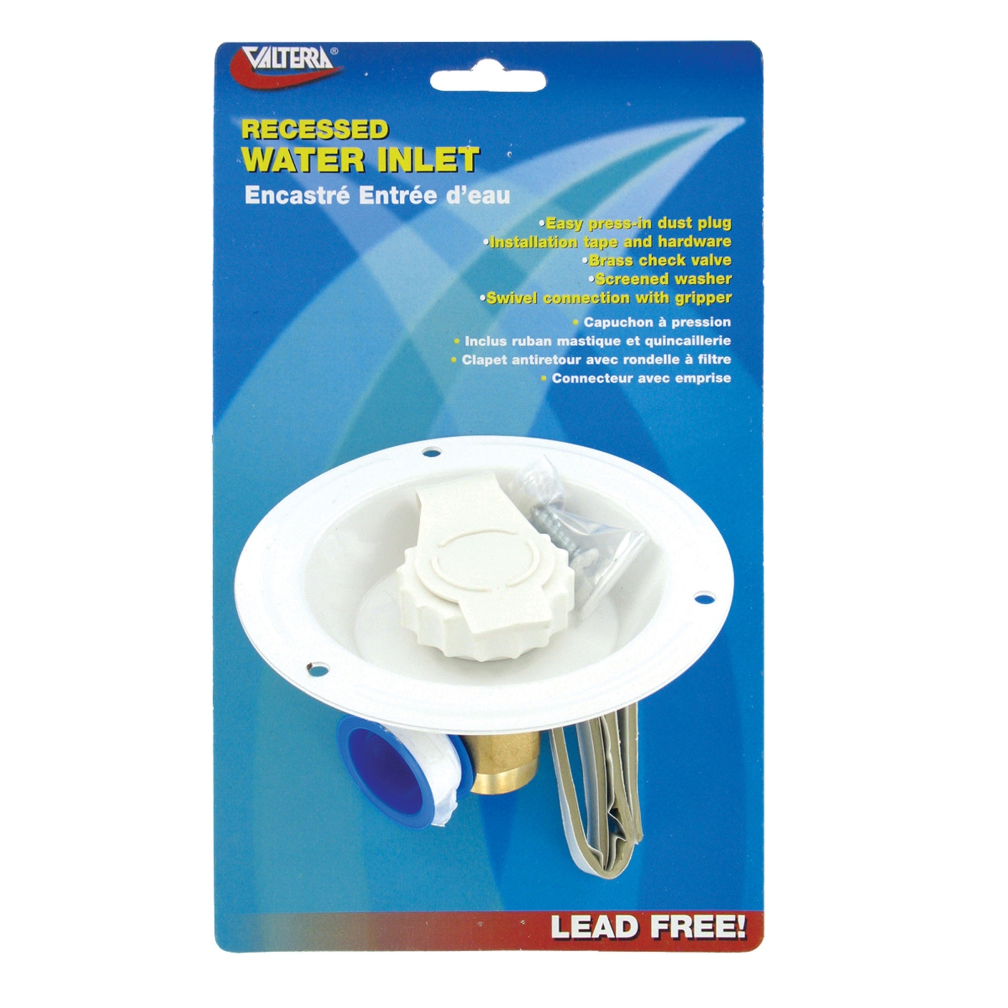 Valterra A010176LFVP Recessed Water Inlet  FPT, White (Carded)