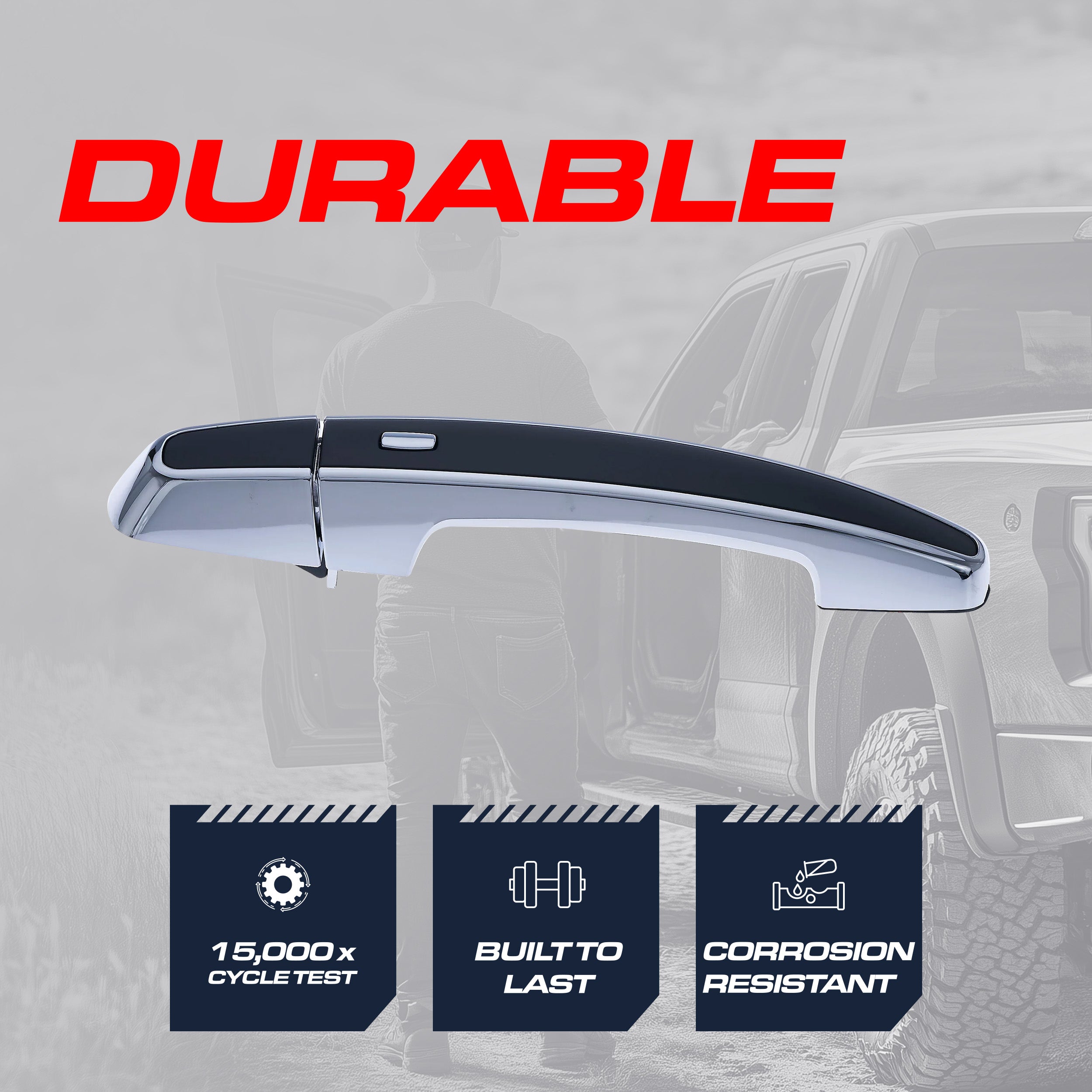Exterior Door Handle Black/Chrome Replacement for Chevrolet Malibu (16-24), Equinox (14-24), Impala (14-24) OE Part # 13521819, 13599551, 13597049, 13582796 | Front Right Passenger Side w/o Keyhole