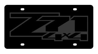 Chevrolet Z71 4X4 License Plate On Black Steel