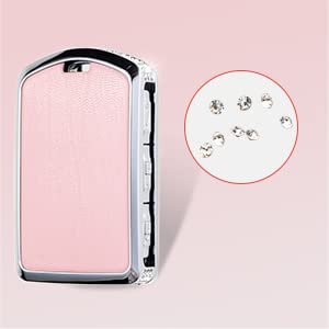 Ruabiban Key Fob Cover Compatible With Volvo, Pink Leather Crystal 360 Degree Protection Key Shell Case For Xc90, Xc60, Xc40, S6