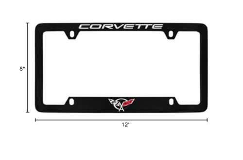 Chevrolet Corvette C5 Black Coated Metal Bottom Engraved License Plate Frame