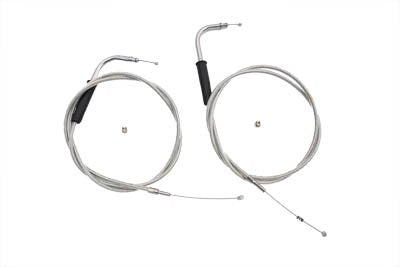 V-Twin 36-0119 47' Stainless Steel Throttle and Idle Cable Set
