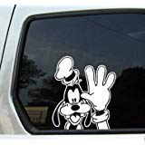 Goofy Waving Peeking Car Truck Vinyl Decal Sticker (White, 6'')