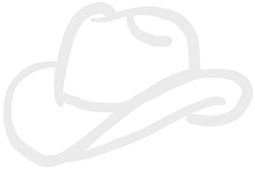 Hbarsci Cowboy Hat Vinyl Decal - 5 Inches - For Cars, Trucks, Windows, Laptops, Tablets - Outdoor-Grade 2.5Mil Thick - White