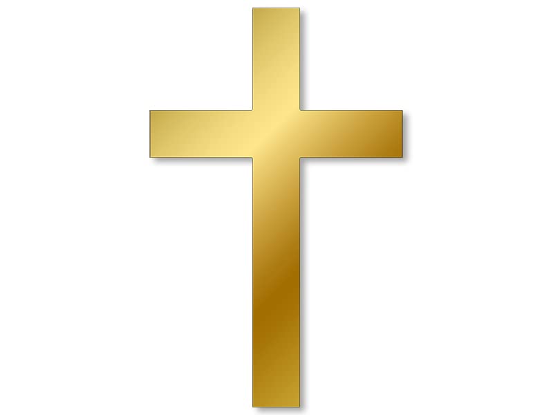 Gold Cross Shaped Sticker (Not Reflective) (Jesus Christ Decals, Religious Christian Vinyl for Cars, Laptops, Notebooks, Tumblrs