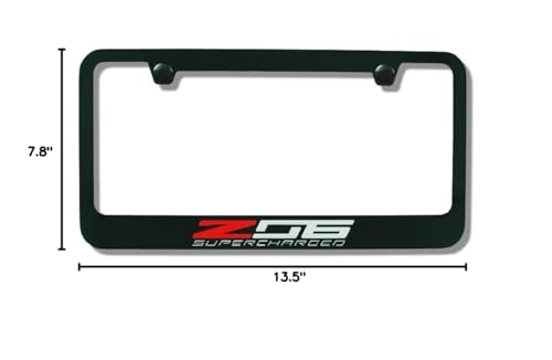 C7 Corvette Stingray Black License Plate Frame W/Z06 Supercharged Script