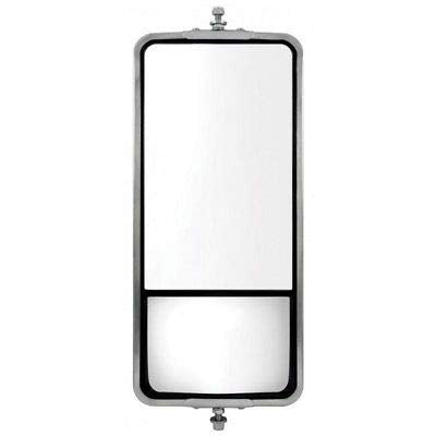 United Pacific 60027 Stainless Steel 7In X 16In Heated West Coast Mirror W/Convex Lower Mirror - Universal Fitment, Improves Vis
