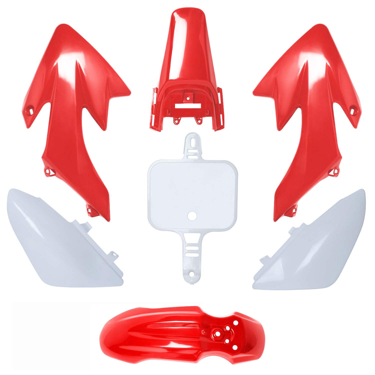 Podoy Crf50 Body Fender Kit For Compatible With Xr50 Xr 50 Crf 50 Sdg Ssr Pit Dirt Motor Trail Bike Black With Bolt Work Fairing Plastic (Red)