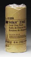 3M Stikit Gold Disc Roll 236U, 01209, 6 in, P180 Grade, 75 Discs Per Roll, Automoitve Abrasives