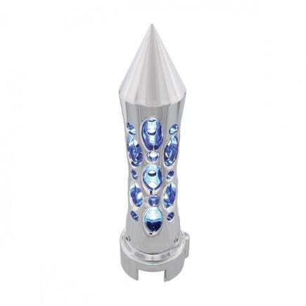 United Pacific 70714 Chrome&quot;Daytona&quot; 13/15/18 Speed Spike Gearshift Knob w/High Power LED - Blue