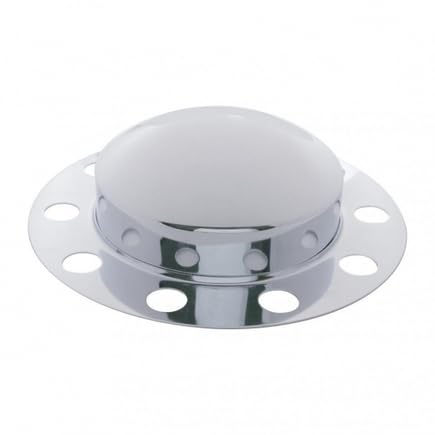 United Pacific 10133 Axle Hub Cover, Front, Chrome, Dome, With 33Mm Nut Cover, Steel/Aluminum Wheel