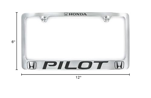 Honda Pilot Wordmark Chrome Plated Zinc Metal License Plate Frame Holder Wide Bottom Engraved 2 Hole