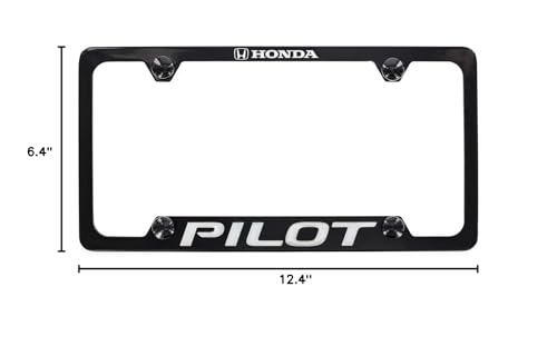 Honda Pilot Black Powder Coated Zinc Metal License Plate Frame Holder Bottom Engraved 4 Hole