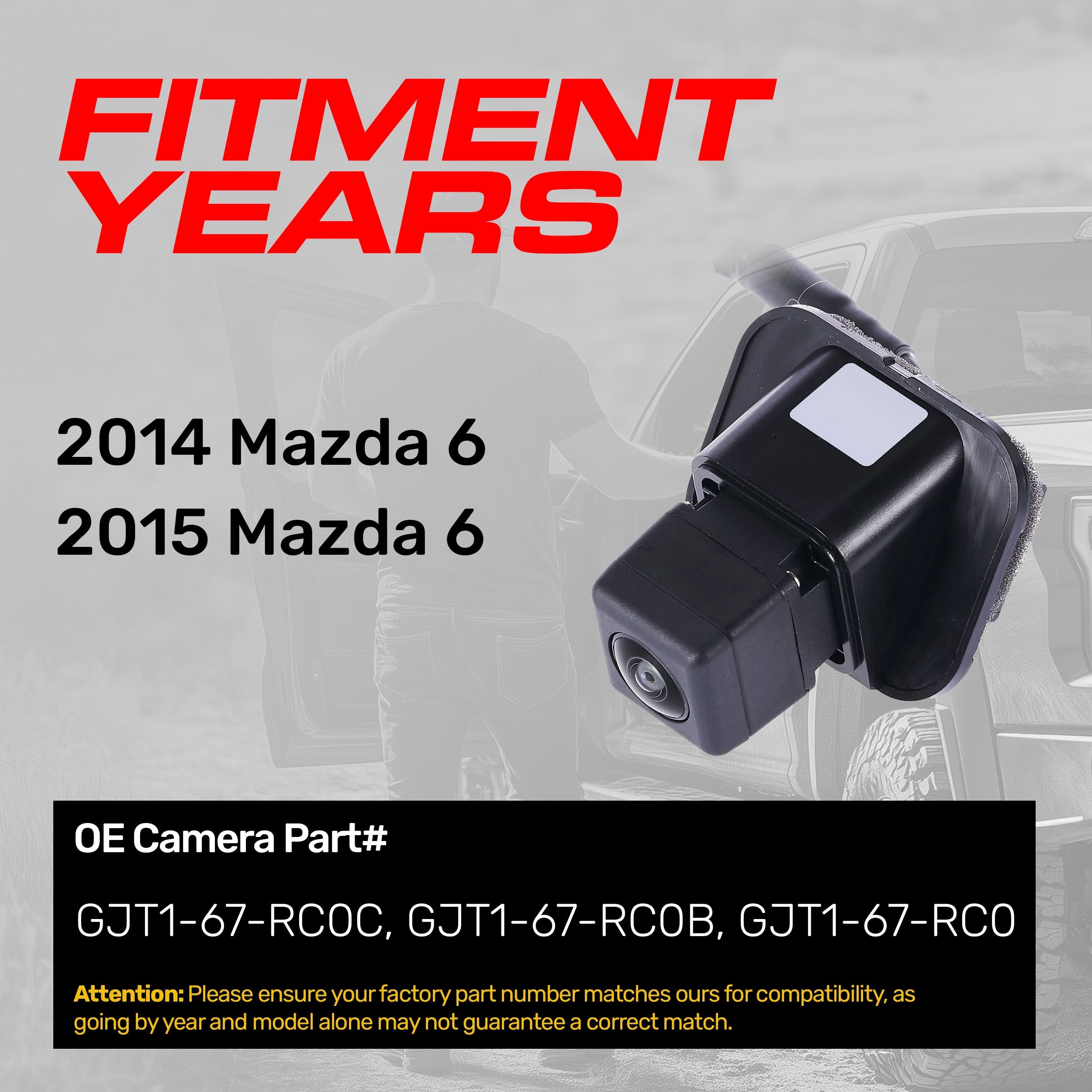 Mazda 6 (2014-2015) OEM Replacement Backup Camera OE Part # GJT1-67-RC0, GJT1-67-RC0B, GJT1-67-RC0C