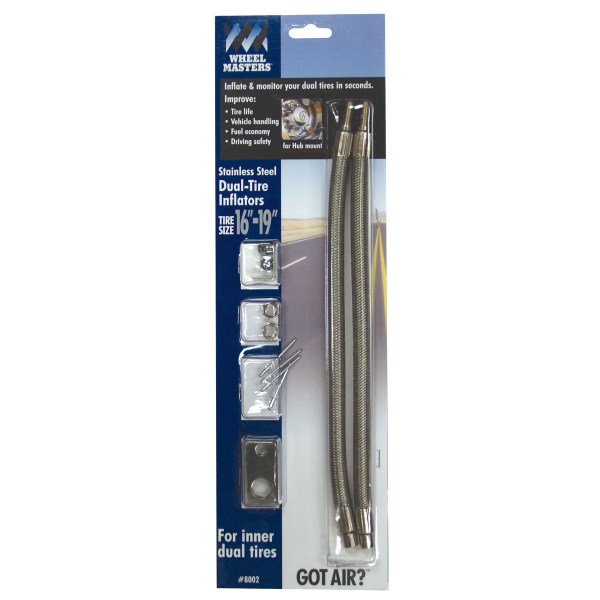Wheel Masters 8002 Am2 Hose Extenders For 16''-19.5'' Wheel Liners & Covers - 2 Hose Kit, Hub Hole Mount