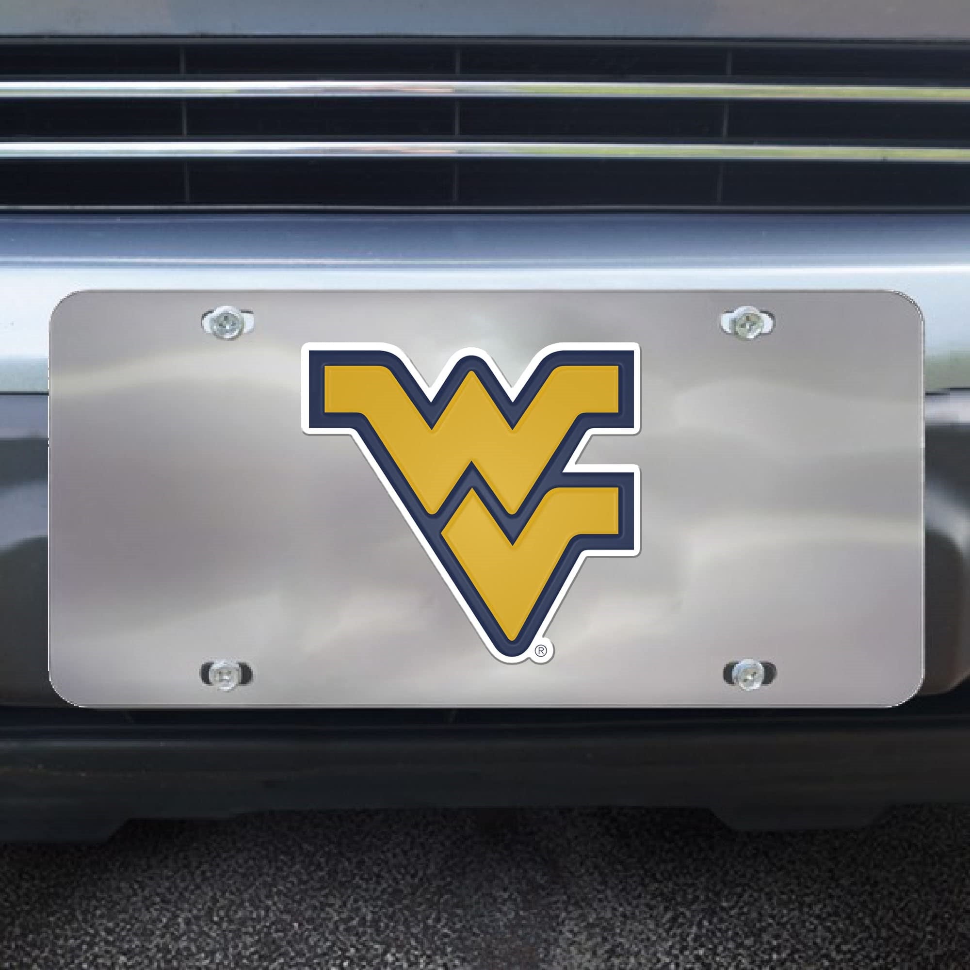 West Virginia Mountaineers 3D Stainless Steel License Plate