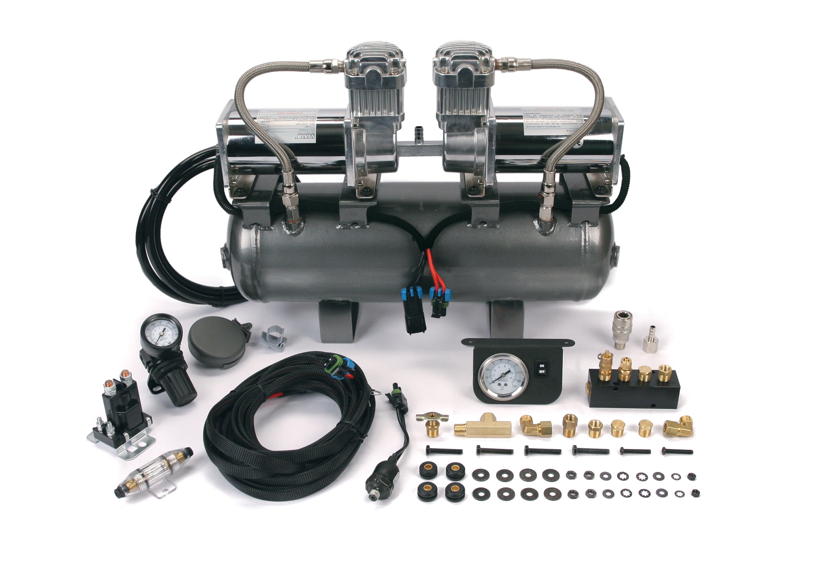 200 Psi High Pressure 2 On 2'S, (Universal) Two 380C'S On 2.0 Gal. Tank, No Crossmember Bracket