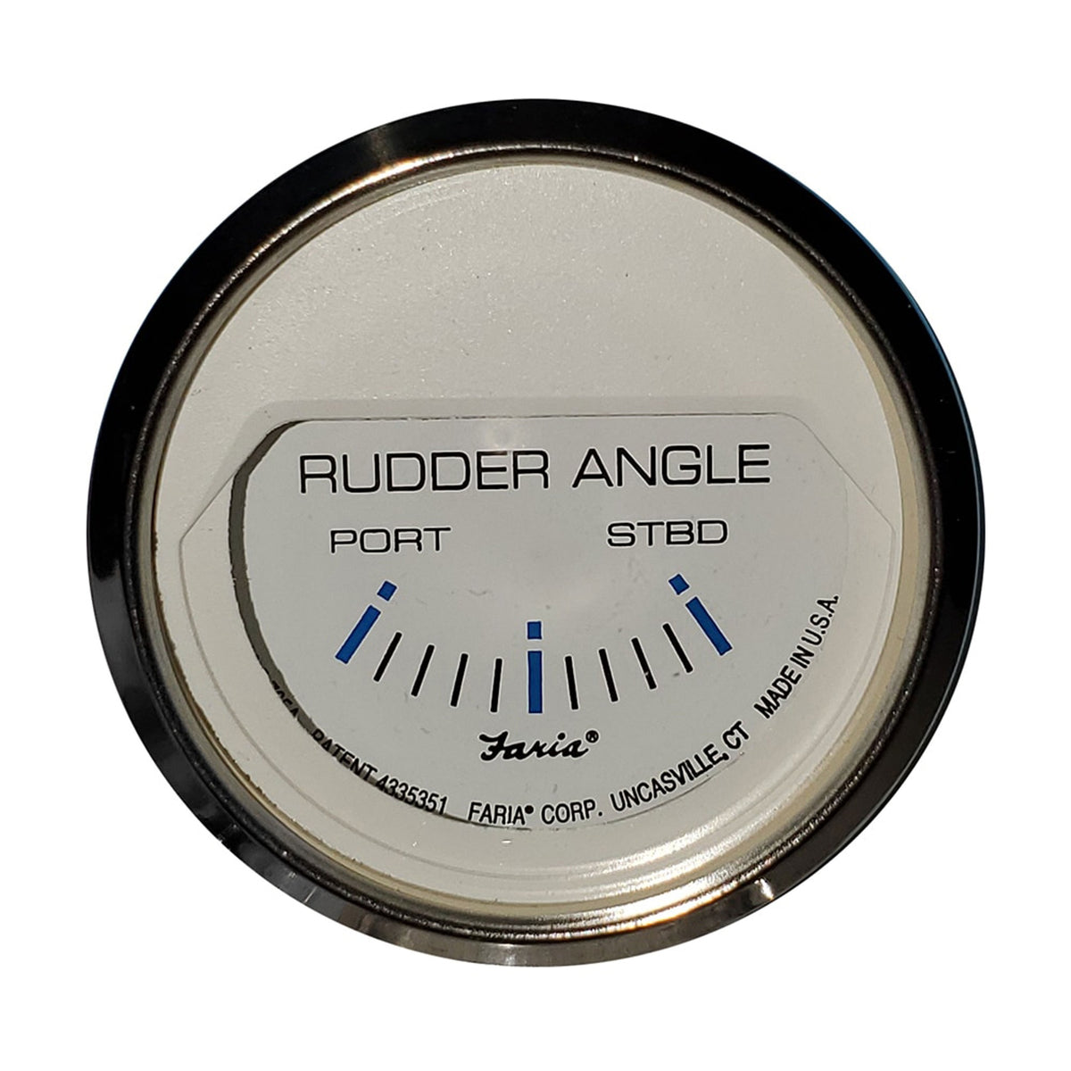 Faria 13822 Chesapeake Rudder Angle Indicator Gauge - White Ss, 2''