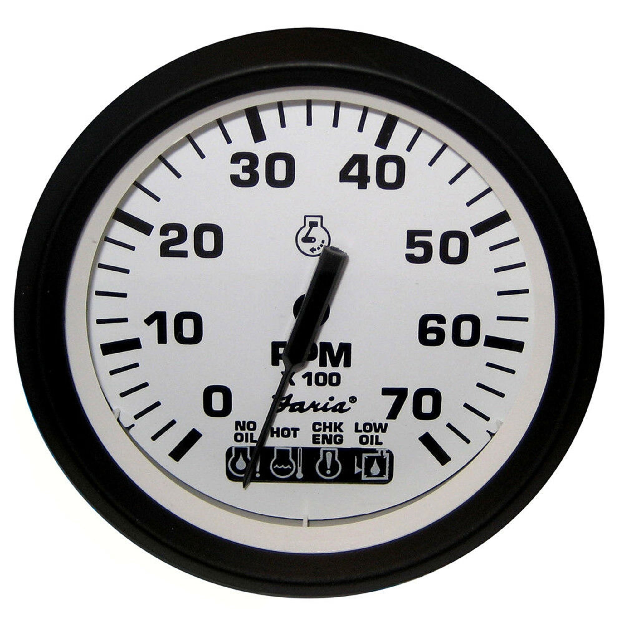 Faria 32950 Euro Tachometer 7 Gauge With System Check Indicator - White, 4''