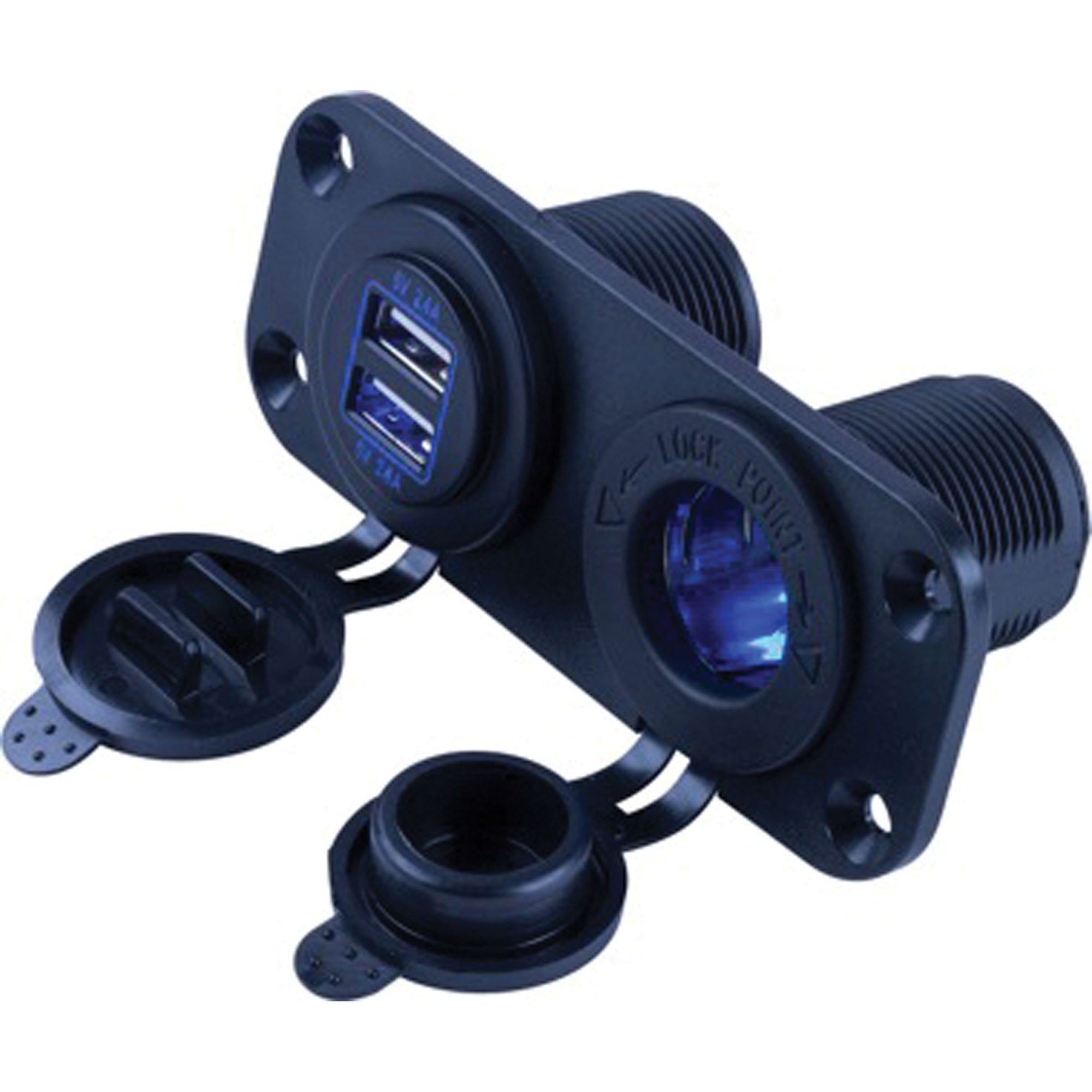 Sea-Dog 426505-1 Double Usb And Power Socket Panel