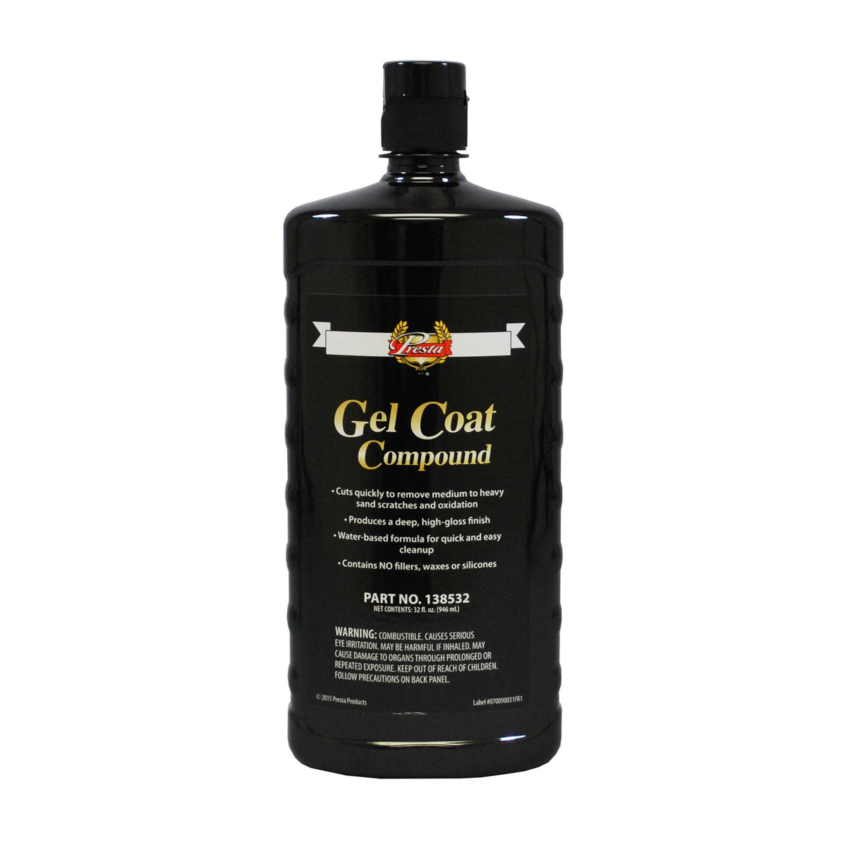 Presta 138532 Gel Coat Compound For Removing P1000 Grit, Finer Sand Scratches And Oxidation - 32 Oz.
