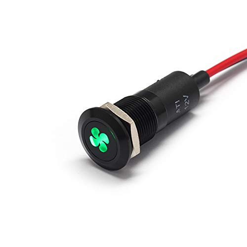 Alpinetech PLB12MS 12mm 1/2 12V LED Metal Signal Indicator Pilot Dash Light (Fan)