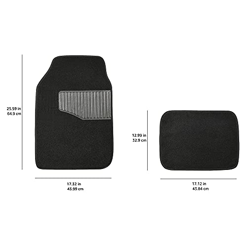 Amazon Basics Universal Fit Rubber Carpet Floor Mats For Car Suv Van & Truck, 4-Piece, Black, 25''L X 17.5''W (Front), 13''L X 1