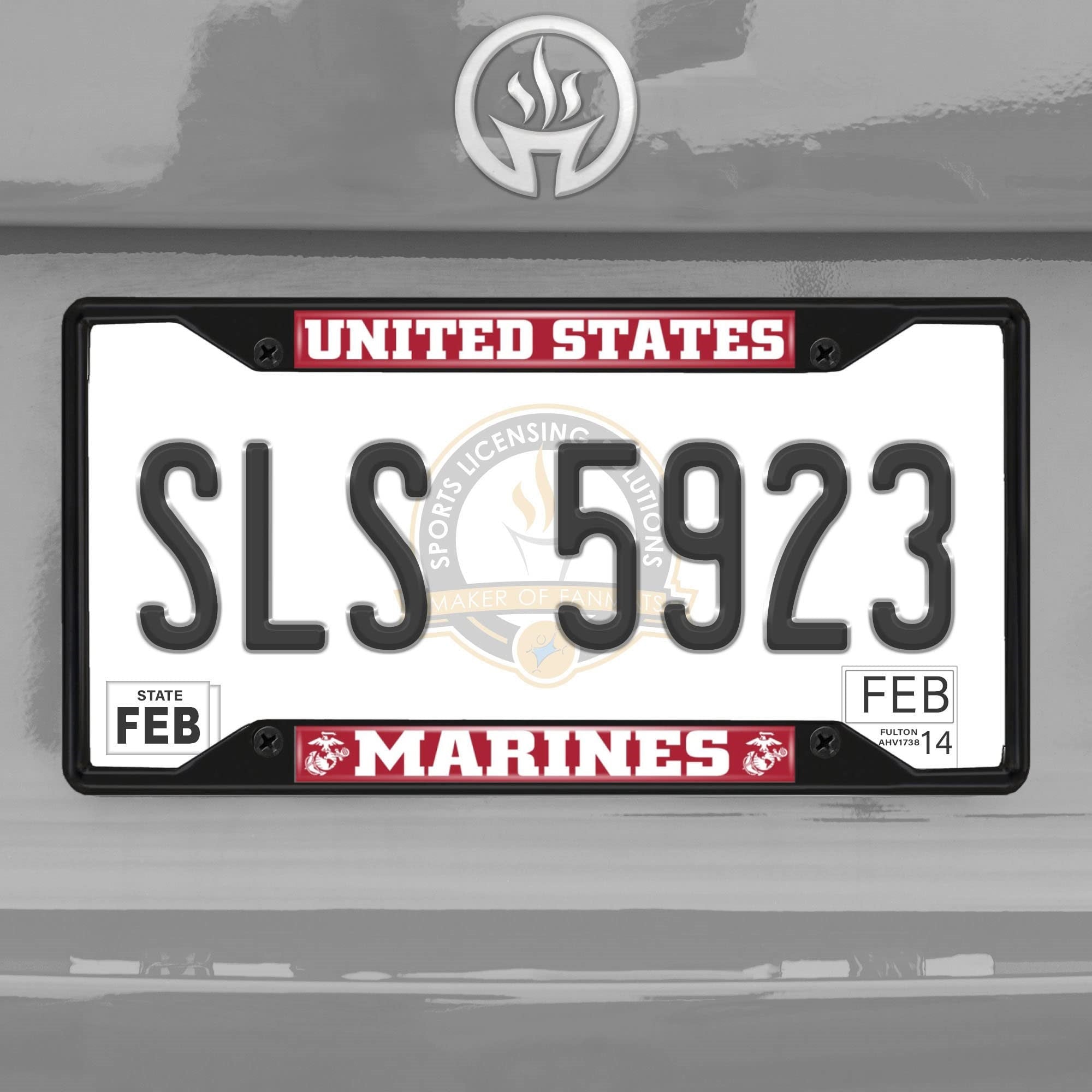 U.S. Marines Metal License Plate Frame Black Finish