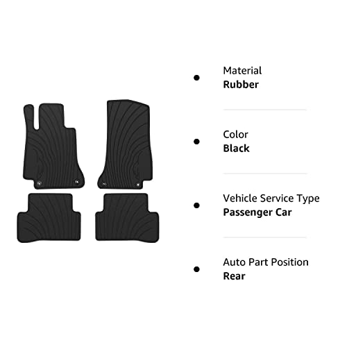 Hd-Mart Auto Floor Mats Custom Fit For Mercedes-Benz C Class Sedan 2015-2021 C180 C200 C250 C300 C350(E) C400 C43 Amg C450 C63 W205 W206 S206 Rubber Full Black Auto Floor Mats All Weather Heavy Duty