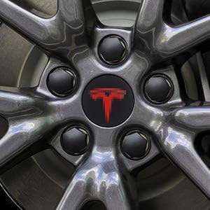 Roccs Compatible With Model 3 S X Set Aero Wheel Cap Kit, Center Logo Emblem Modification Hub Cover W Hub Nut Cap Lug Nut Cover,