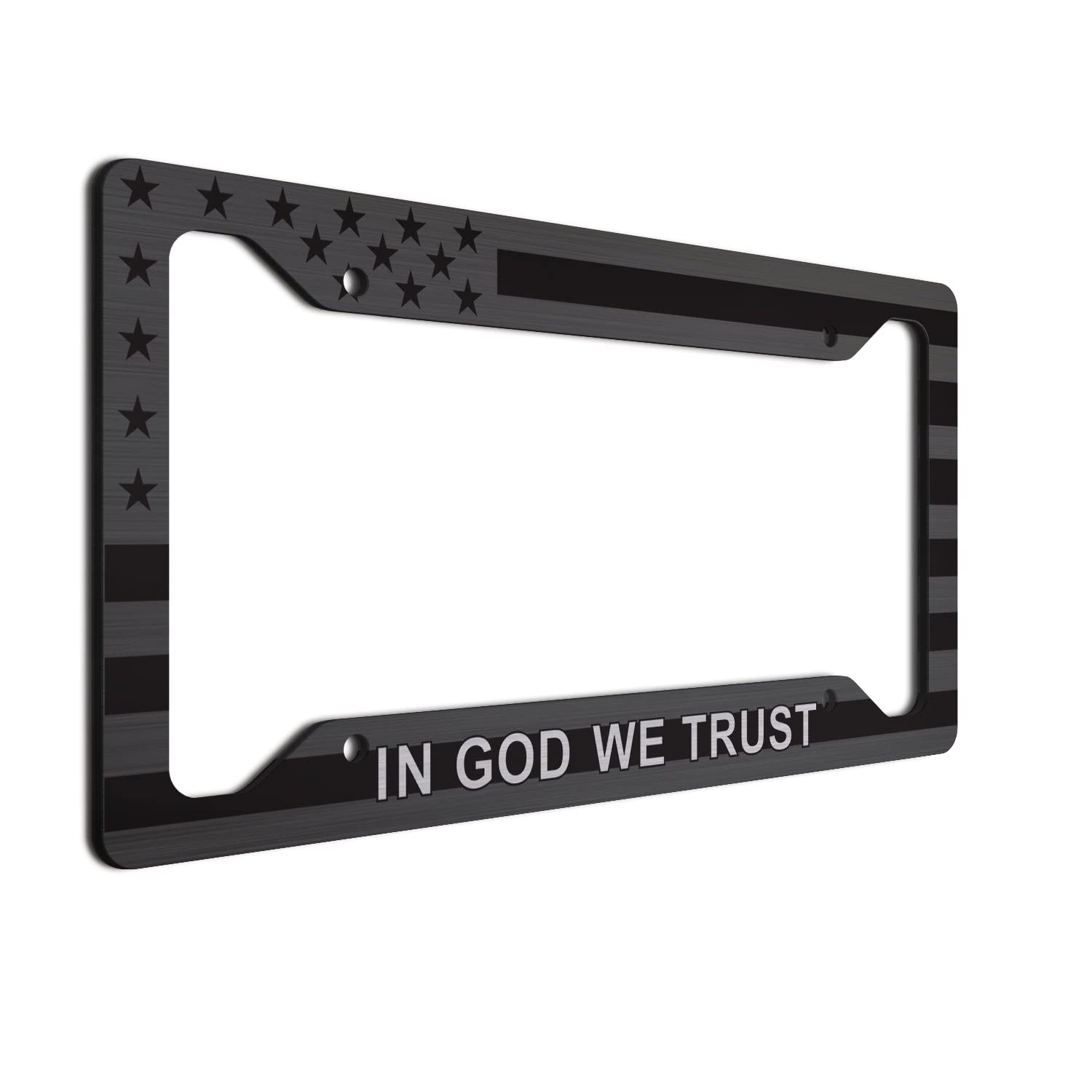 American Flag In God We Trust License Plate Frame| Perfect For Anyone Who Loves God And Country! | Tactical Patriot Ghost License Plate Frame | Made In The Usa