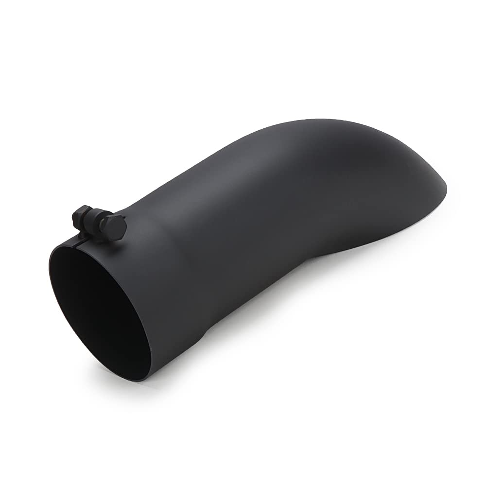 A-Karck Turn Down Exhaust Tip 4'' Inlet, Black Tailpipe Tip With 4'' Inlet & Outlet 12'' Overall Length, Stainless Steel Structu