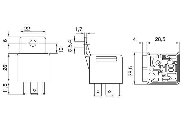 Bosch 0332209159 Changeover Mini Relay - 5 Pins, 12 V, 20/30 A - Single