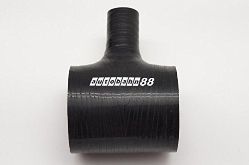 Autobahn88 Automotive Silicone Hose Bend, T-Piece 3-Way BOV Coupler, ID=2.38 (60mm), Spout ID=1 (25mm), Length 3 (76mm), Wall Th